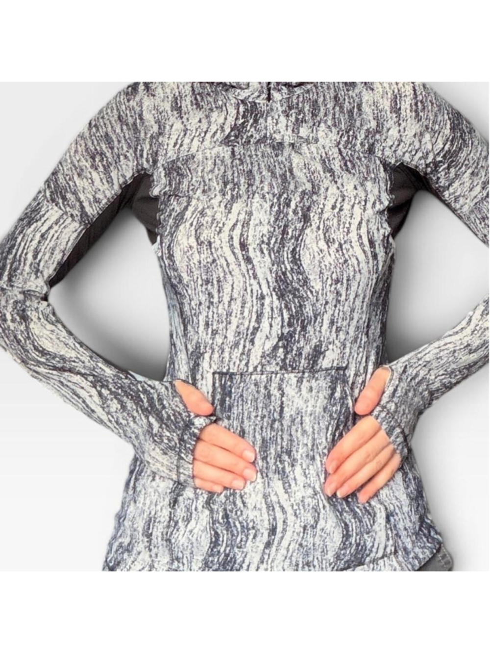 Lululemon Texture Twist Runbeam Hoodie / Black & White Marled Gorpcore Athletic
